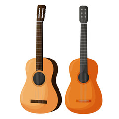 Fototapeta na wymiar Classical wooden guitar. String musical instruments. Flat vector illustration