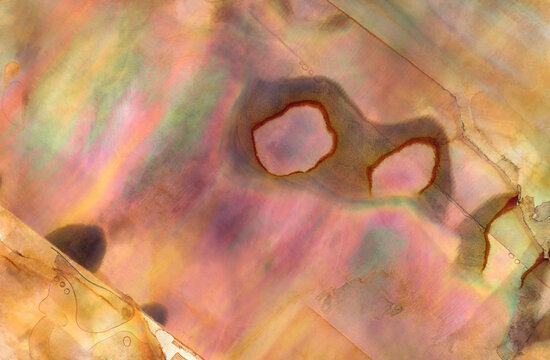 Closeup macro macrophoto of abstract color patterns in plastic e