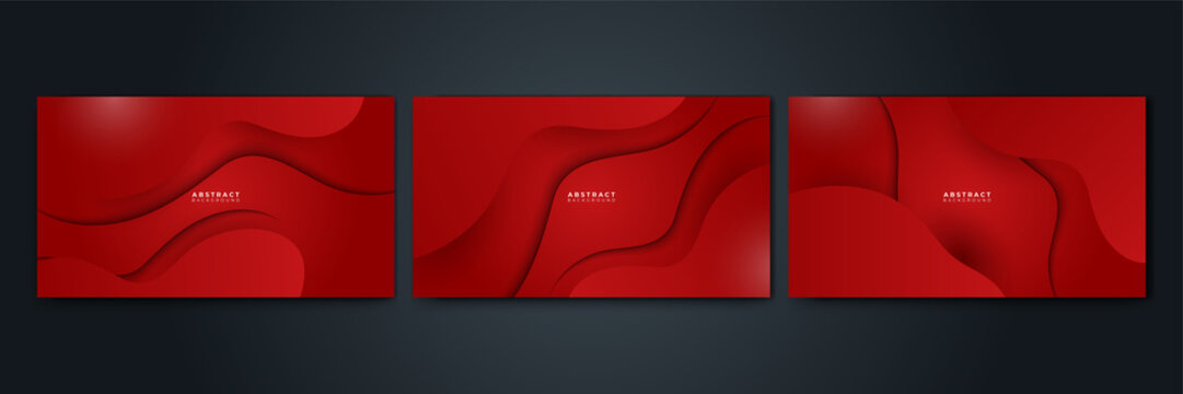 Red luxury background with golden curve decoration and glitter light effect.