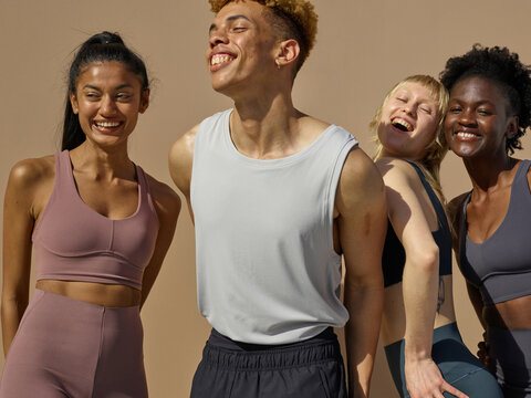 Joyful friends team portrait