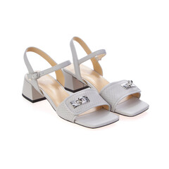 Stylish elegant trendy designer fashionable summer spring 2022 eco leather women's heeled sandals shoes isolated