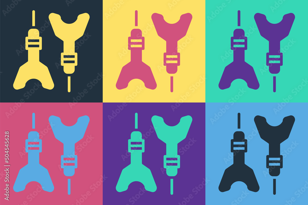Poster pop art dart arrow icon isolated on color background. vector