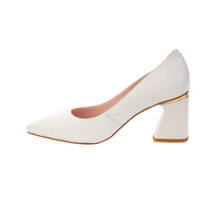 Stylish elegant trendy designer fashionable summer spring 2022 eco leather women's heeled shoes isolated