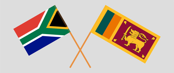 Crossed flags of South Africa and Sri Lanka. Official colors. Correct proportion