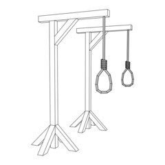 Gallows with Hanging rope. Place of execution in the Middle Ages