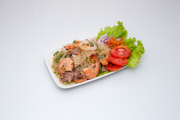 Spicy glass noodle salad with Vietnamese pork and seafood.