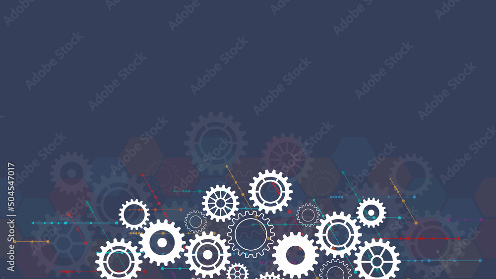Poster cogs and gear wheel mechanisms. concepts and ideas for hi-tech digital technology and engineering de