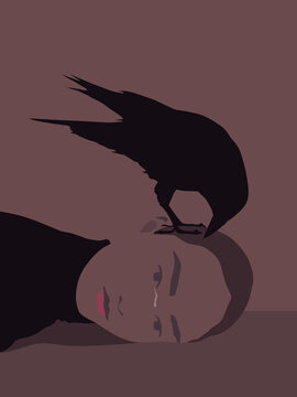Woman crying on the table