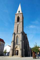 Fototapeta premium View on Assumption of Blessed Virgin Mary church in Kralupy nad Vltavou, Czech Republic