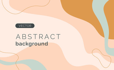 Abstract background with shapes and line in earth tone. Vector template with copy space for text. - 504548068
