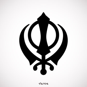 Sikhism religion Khanda symbol icon isolated on white background. Khanda Sikh symbol. Flat design. Vector Illustration.Khanda Sign symbol of guru nanak dev ji.