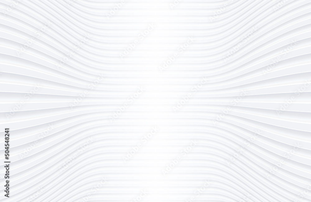 Aufkleber abstract white background with 3d lines pattern, minimal white gray striped vector background illust