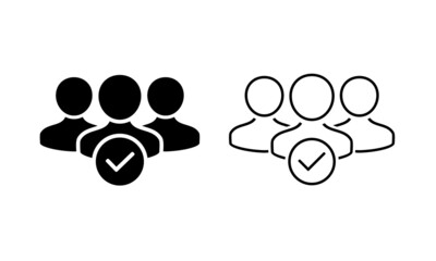 Naklejka na ściany i meble Membership sign. User group icon with checkmark. Vector illustration