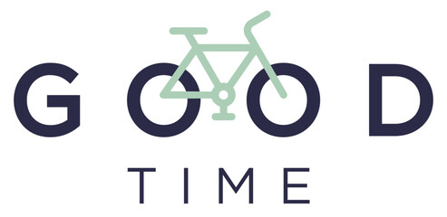 good time lettering, happy time concept, summer, logo, bicycle,