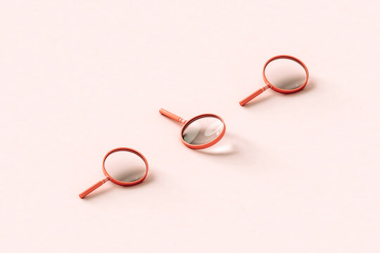 three magnifying glass. 3d render
