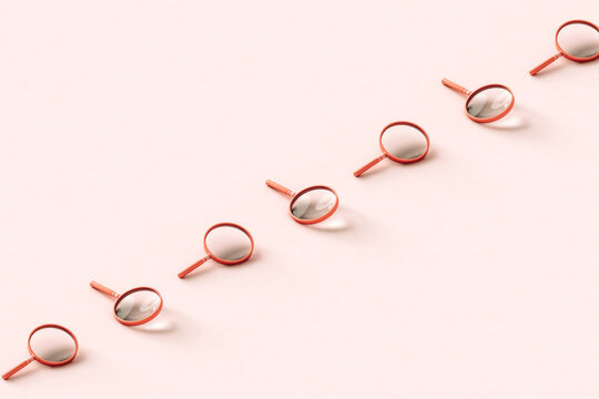 a row of magnifying glass crossing the frame