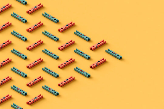 triangle from clothespin. 3d render illustration
