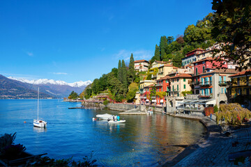 Varenna. Picturesque and traditional village, located on the eastern shore of Lake Como, Lombardy,  Italy. - obrazy, fototapety, plakaty
