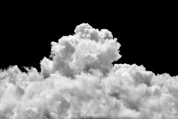 White clouds on black, fluffy cloud isolated