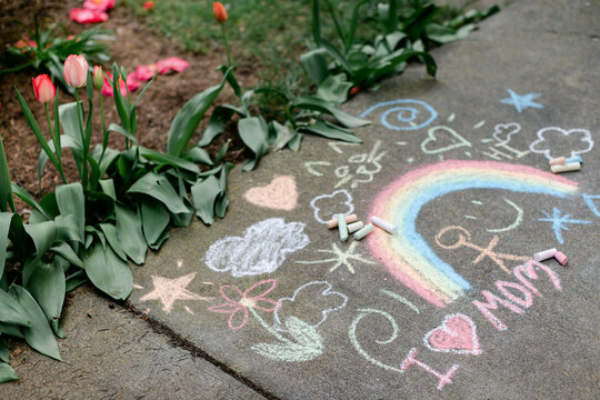 Colorful Chalk Designs on Spring Day