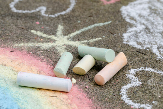 Closeup of Colorful Sidewalk Chalk
