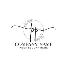 PP signature logo template vector