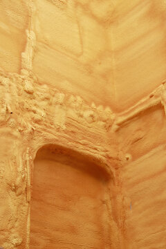orange protective covering on wall