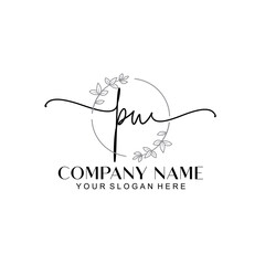 PU signature logo template vector