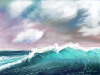 Handpainted digital painting Seascape