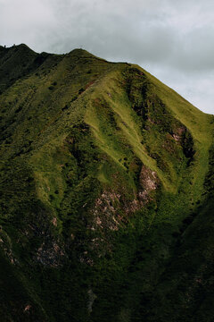 Steep Green Mountain in Andes