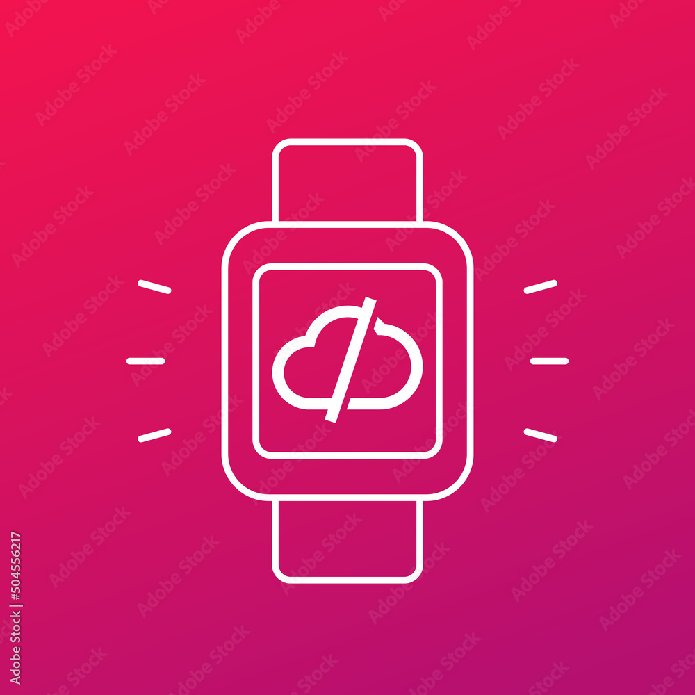 Poster disconnect from server or cloud vector icon with smart watch