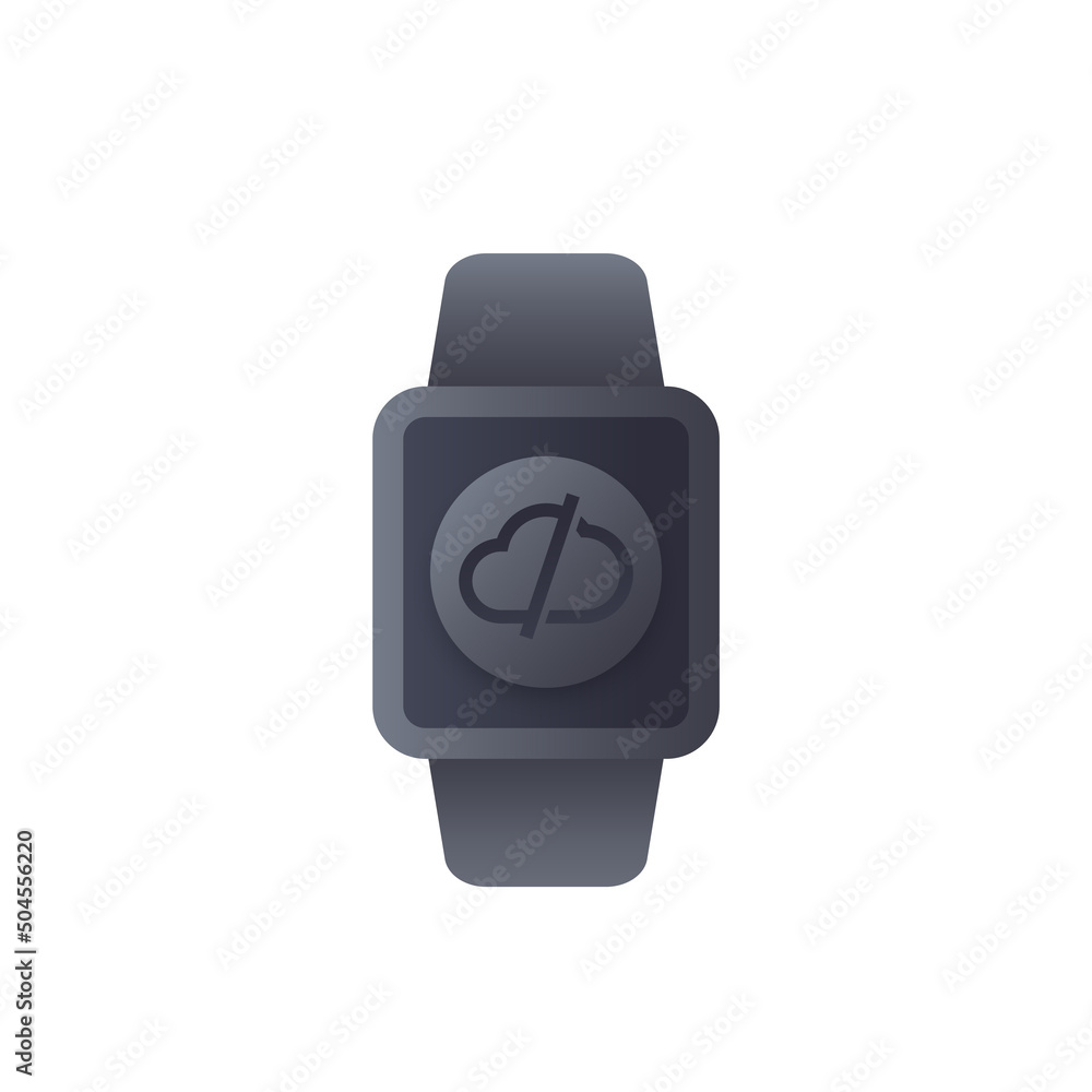 Poster disconnect from a cloud or server icon with a smart watch