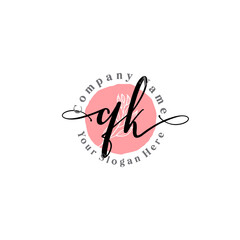 QK signature logo template vector