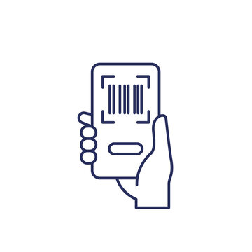 barcode scanning app in phone line icon