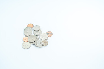 Euro coins isolated on white background. Finance concept.