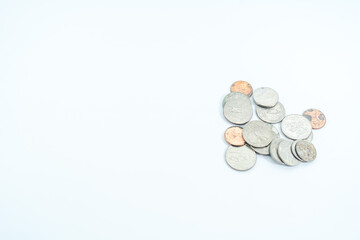 Euro coins isolated on white background. Finance concept.