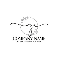 RY signature logo template vector