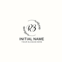 Initial letter RZ handwriting with floral frame template