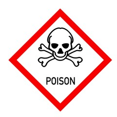 Toxic  symbol is used to warn of hazards
