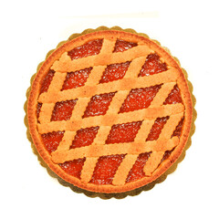 apricot jam tart, typical baked product, top view on white background