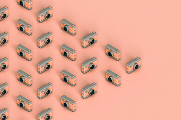 a triangle from cameras. 3d render illustration