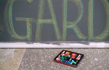 Closeup of finished chalk and blackboard poster