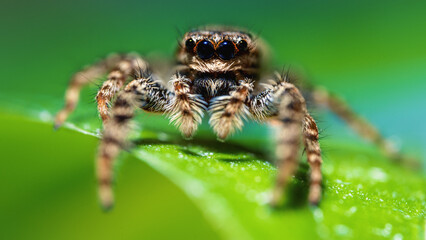 Rindenspringspinne (Marpissa muscosa), nahaufnahme