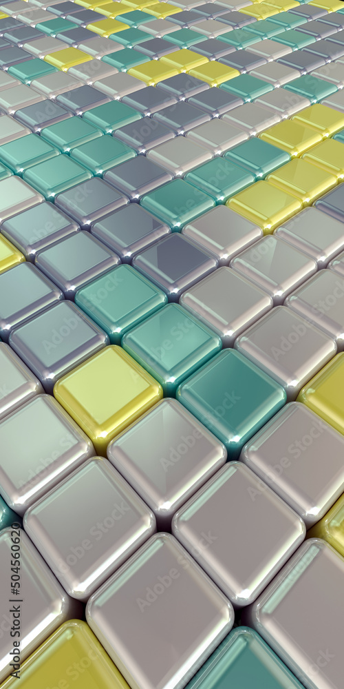Poster shiny tiles in different colors and shades. background or seamless texture.