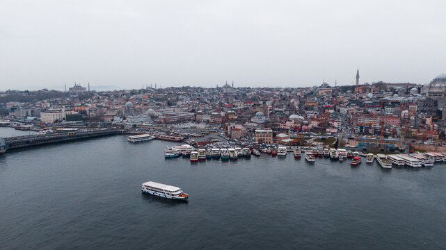 Historic part of Istanbul, drone shot