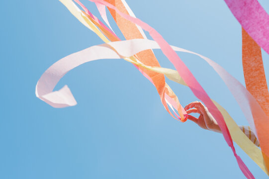 Cheerful Streamers against a Blue Sky