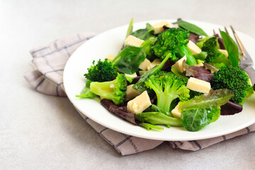 Broccoli and feta green salad