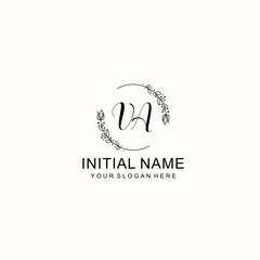Initial letter AE handwriting with floral frame template