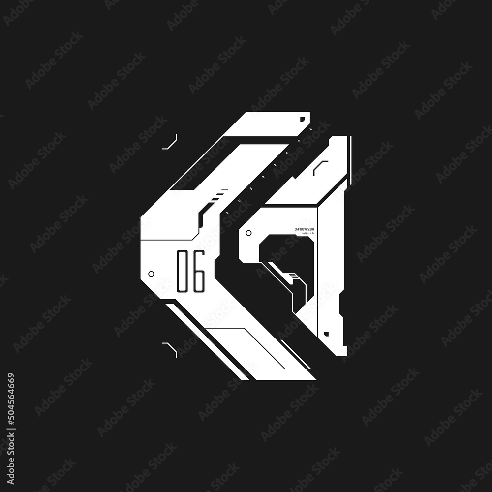 Poster cyberpunk futuristic arrow. cyber futuristic design element. cyber arrow, pointer, direction. tech s