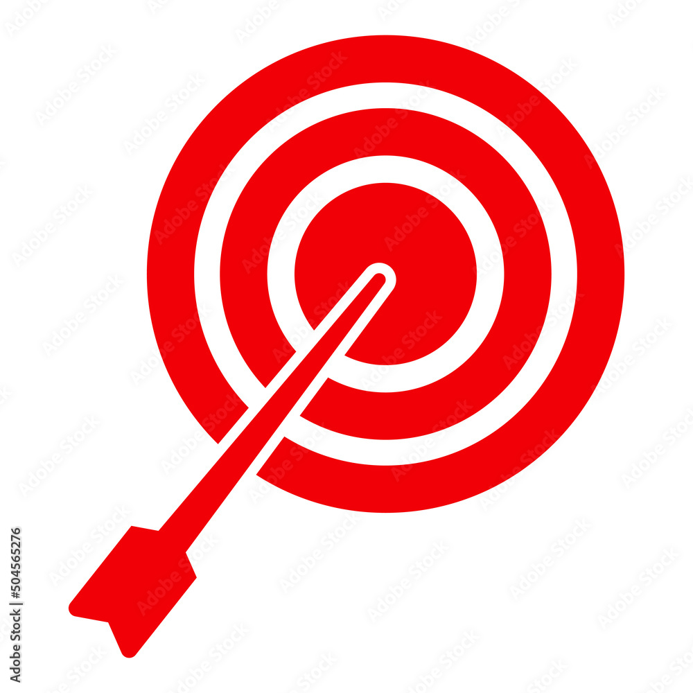 Poster the keyword targeting related glyph icon is red. isolated on a white background